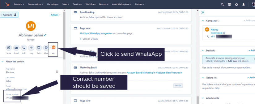 Hubspot интеграция с whatsapp